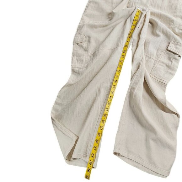 Anthropologie Pilcro Slim Linen Blend Beach Cargo Pants Ivory Size XL NWT - Picture 5 of 13